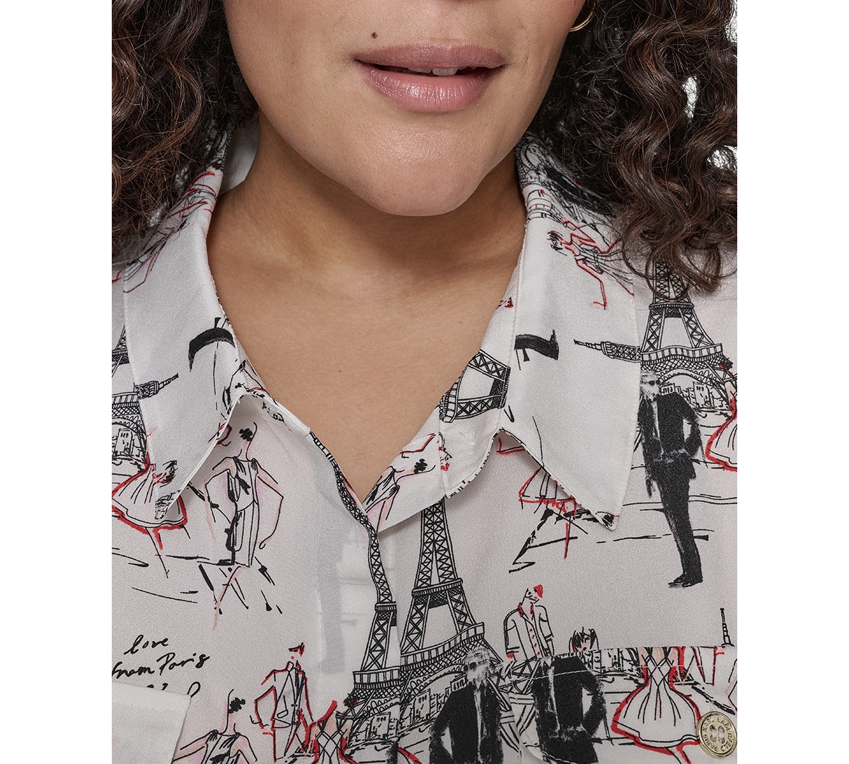 KARL LAGERFELD PLUS SIZE WHIMSICAL PARIS-PRINT SHIRT, EXCLUSIVELY AT MACY'S 