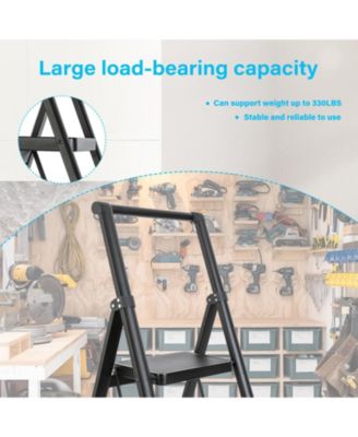 5 Aluminum Step Ladder, 5 Step Stool Folding Step Stool with Handrails, Sturdy Step Stool for Adult, Gorilla Ladders 500LBS Capacity Sturdy& Portable Ladder for Home Kitchen Library Office