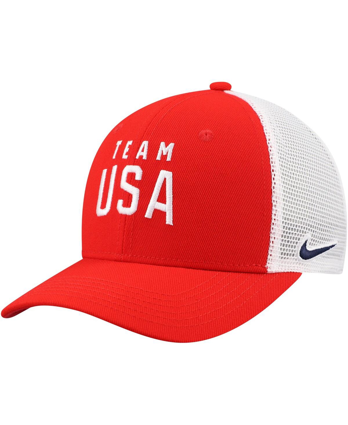 Nike Big Boys And Girls Red/white Team Usa Rise Performance Trucker Adjustable Hat In Red,white