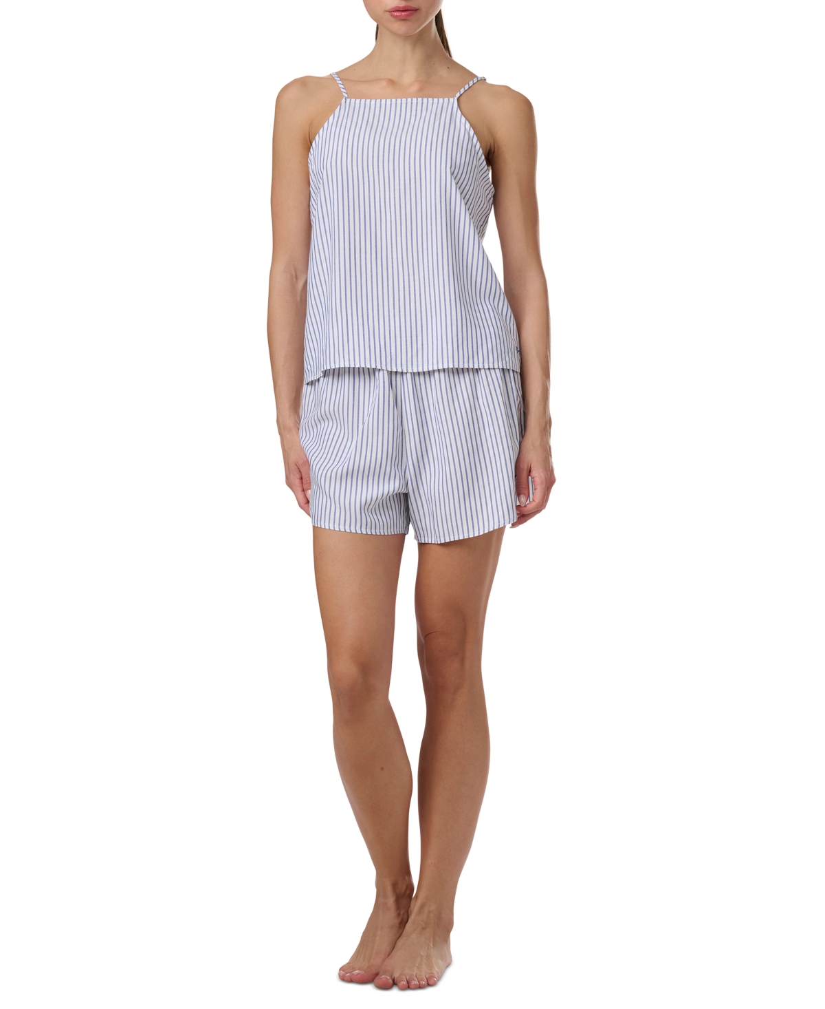 Women's 2-Pc. Striped Cami & Boxer Pajama Set - Wedge Blue  Sunshine Yarn-dye Stripe