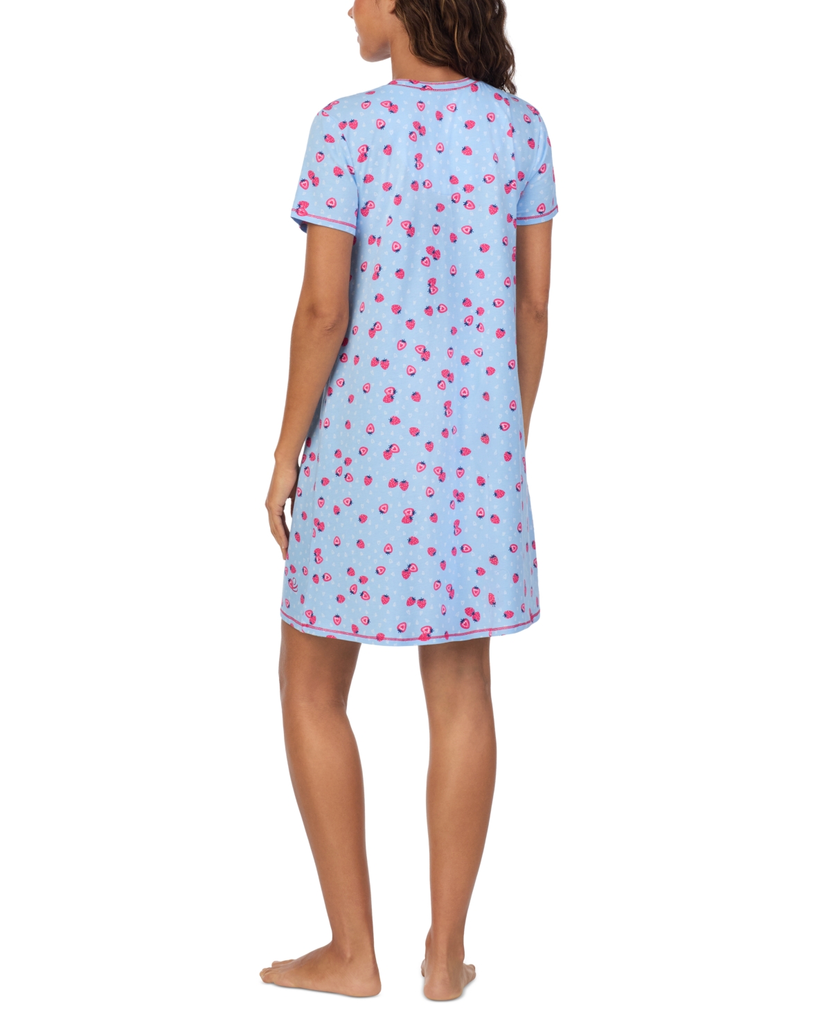 Shop Cuddl Duds Women's Printed Short-sleeve Sleepshirt In Strawberry Print