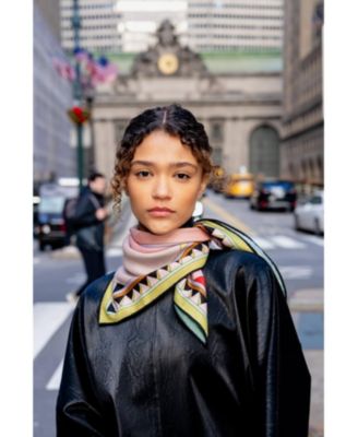 Double Sided Wool Silk Scarf In Color Recombination