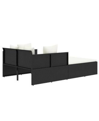 Sunbed with Cushions 71.7"x46.5"x24.8" Poly Rattan Outdoor Lounger