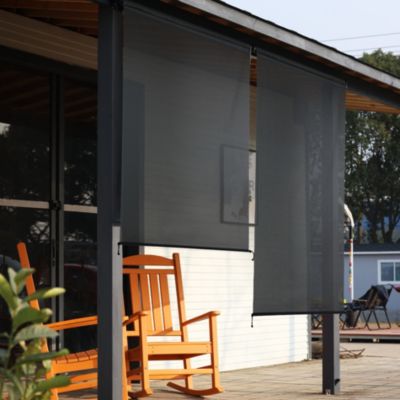 Cordless Solar Fabric Roller Shade – 5% Openness, 95% UV Protection, Sun Shade for Outdoor Gazebo or Pergola