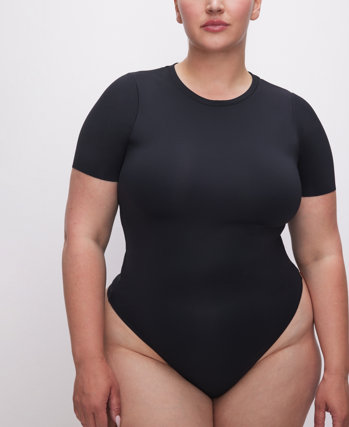 GOOD AMERICAN SCUBA CREWNECK SHORT-SLEEVE BODYSUIT 