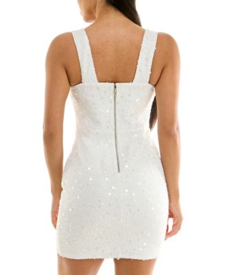 Juniors' Sequin Boucle Sleeveless Bodycon Dress