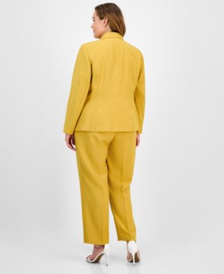 Plus Size Crepe One-Button Straight-Leg Pantsuit Set
