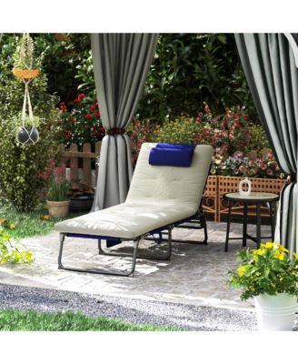 Folding Chaise Lounge w/ Cushion, Reclining ning Chair,