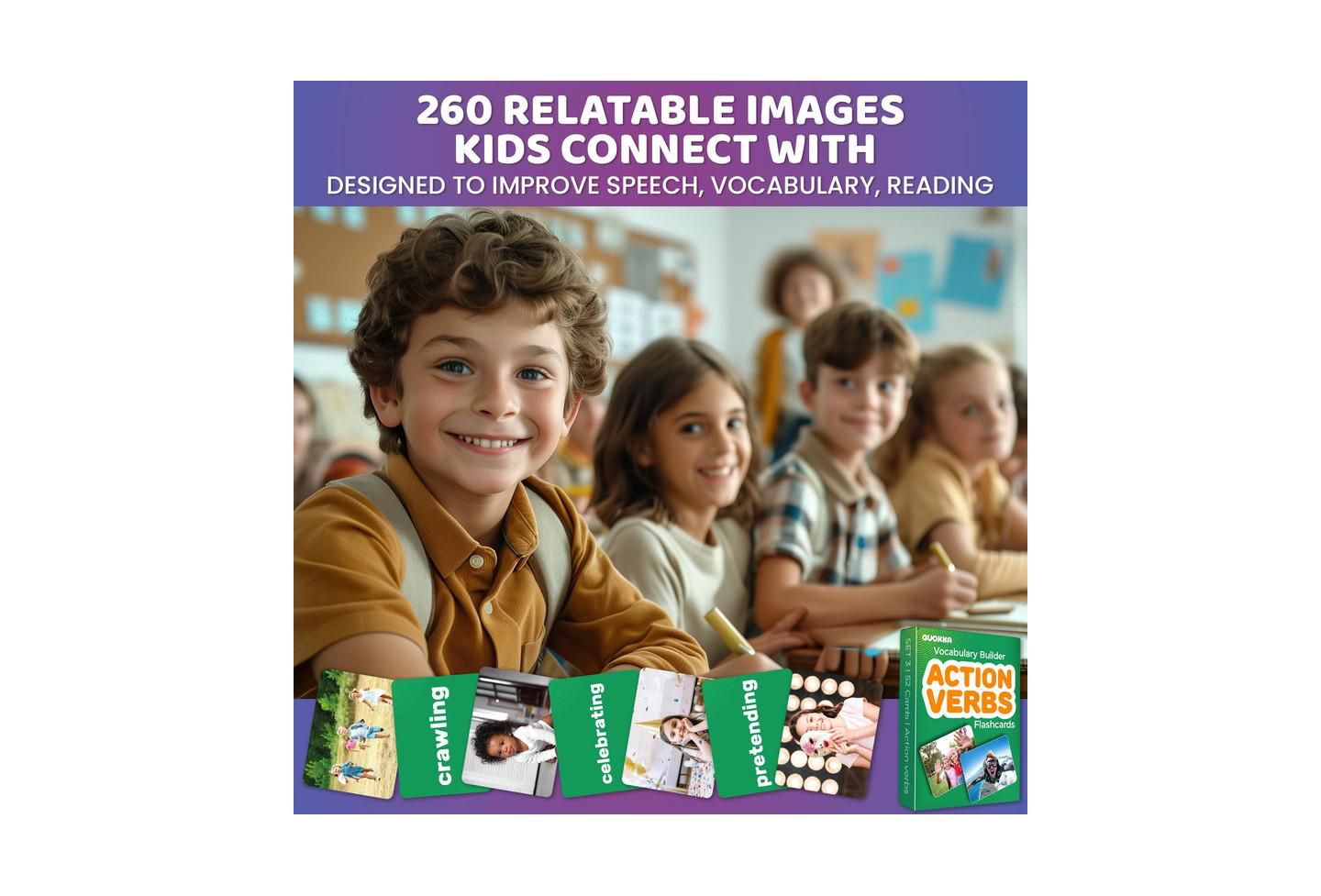 Детские игрушки Quokka Vocabulary and Action Verbs Flash Cards, 364-Piece Set, Ages 3+ — фото 6
