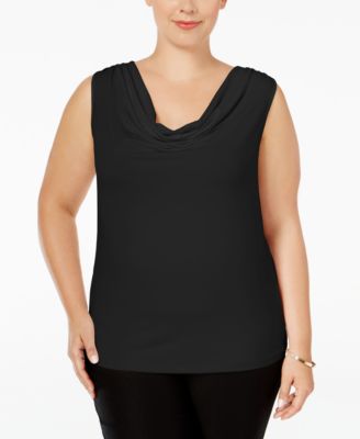 Calvin Klein Plus Size Sleeveless Drape-Neck Top