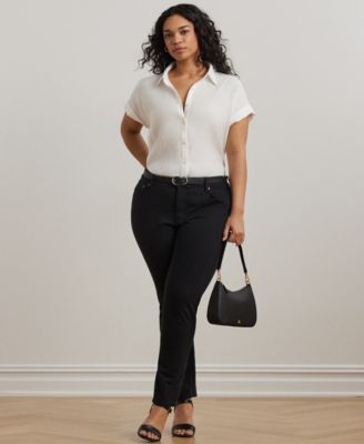 Plus Size Linen Dolman Sleeve Top 