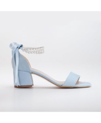 Illy Low Block Heel Sandals with Pearls