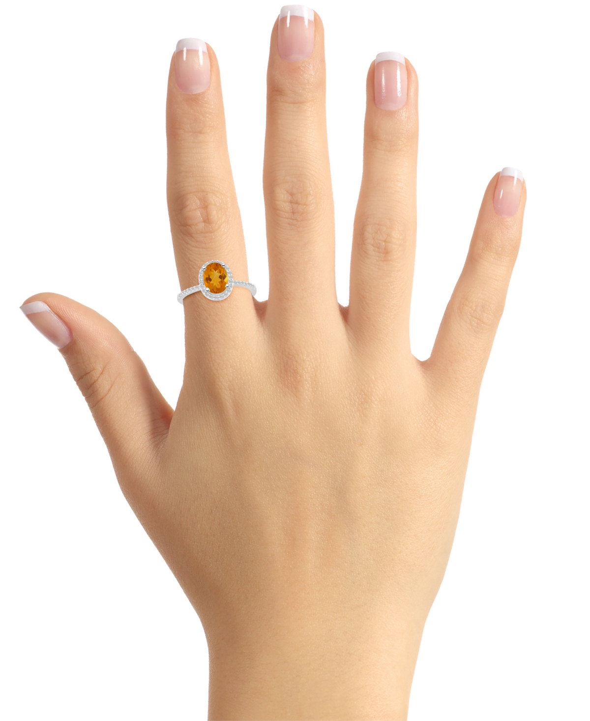 MACY'S BLUE TOPAZ (1-3/5 CT. T.W.) & LAB CREATED WHITE SAPPHIRE (1/5 CT. T.W.) OVAL HALO RING IN 10K WHITE  
