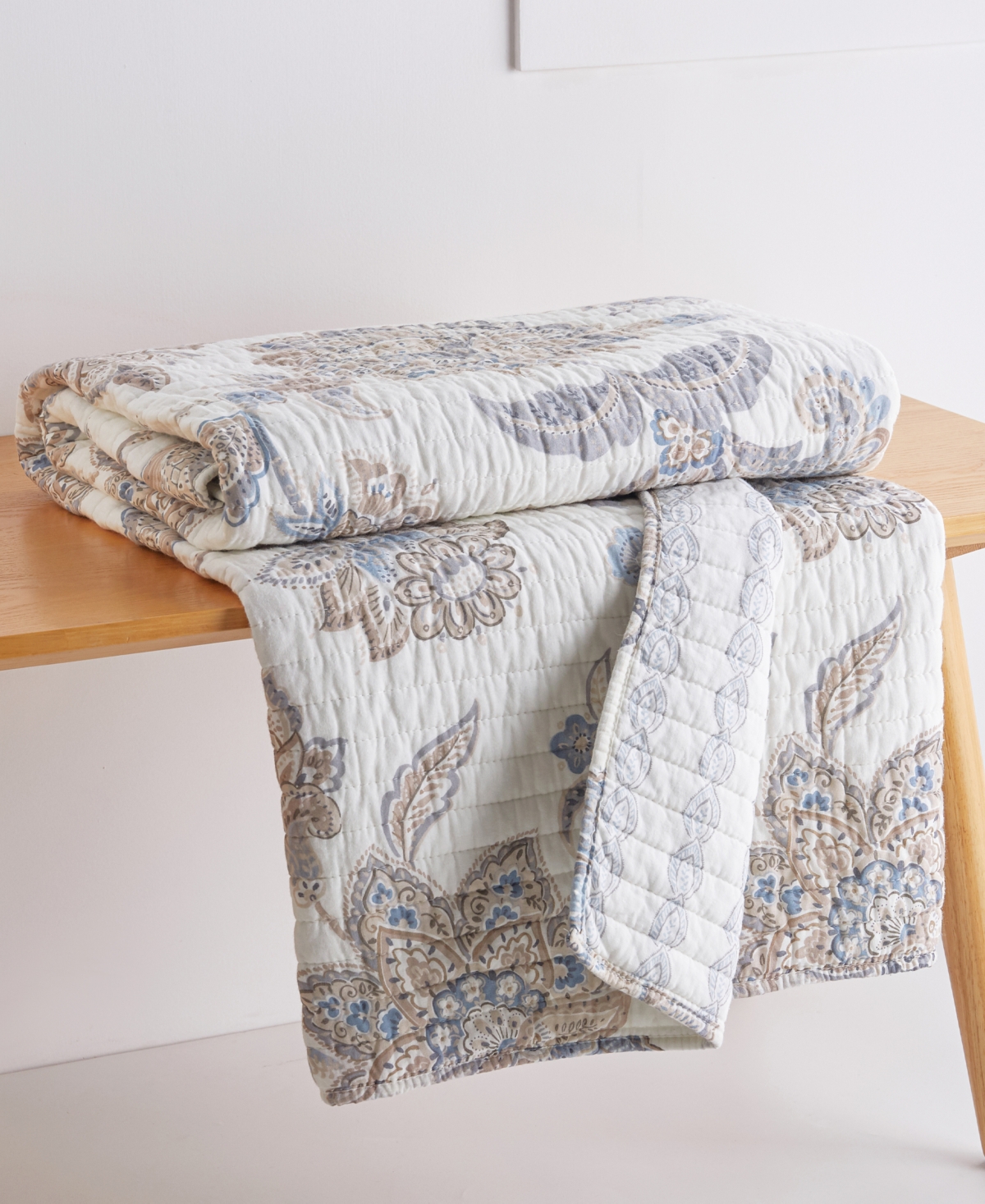 Levtex Selesta Reversible Quilted Throw, 50" X 60" In Blue