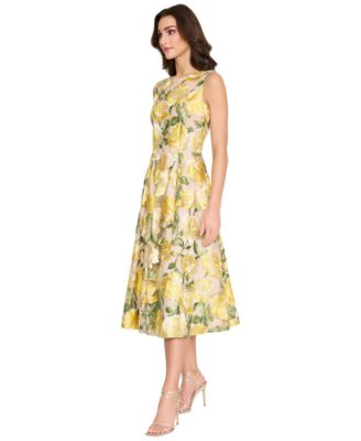 Tahari ASL Women's Floral-Embroidered A-Line Midi Dress - Macy's