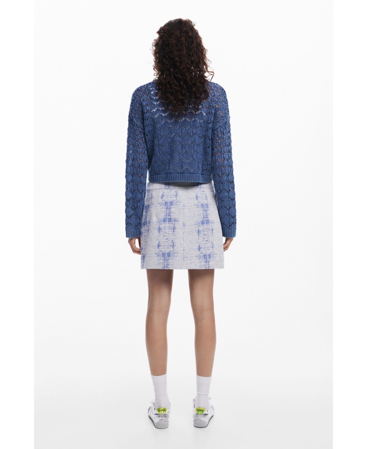 Desigual Distressed Pattern Miniskirt In Light Blue