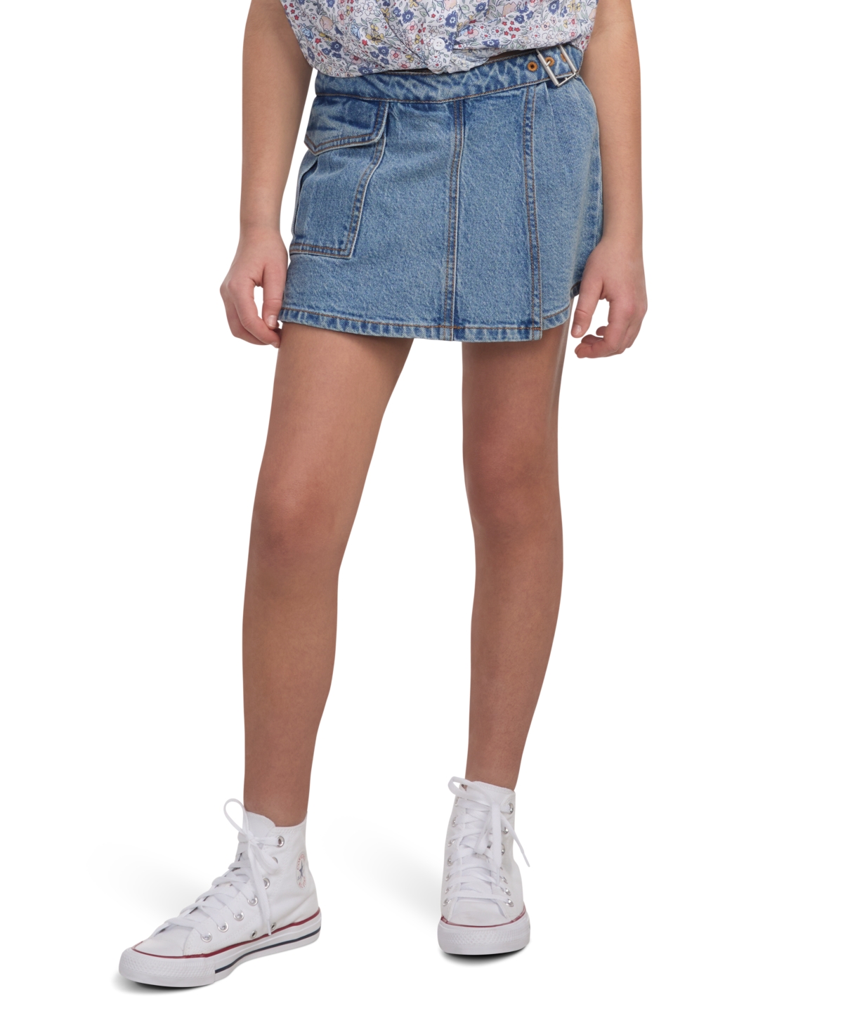 Shop Levi's Big Girls High Rise Cargo Denim Skort In Flower Child