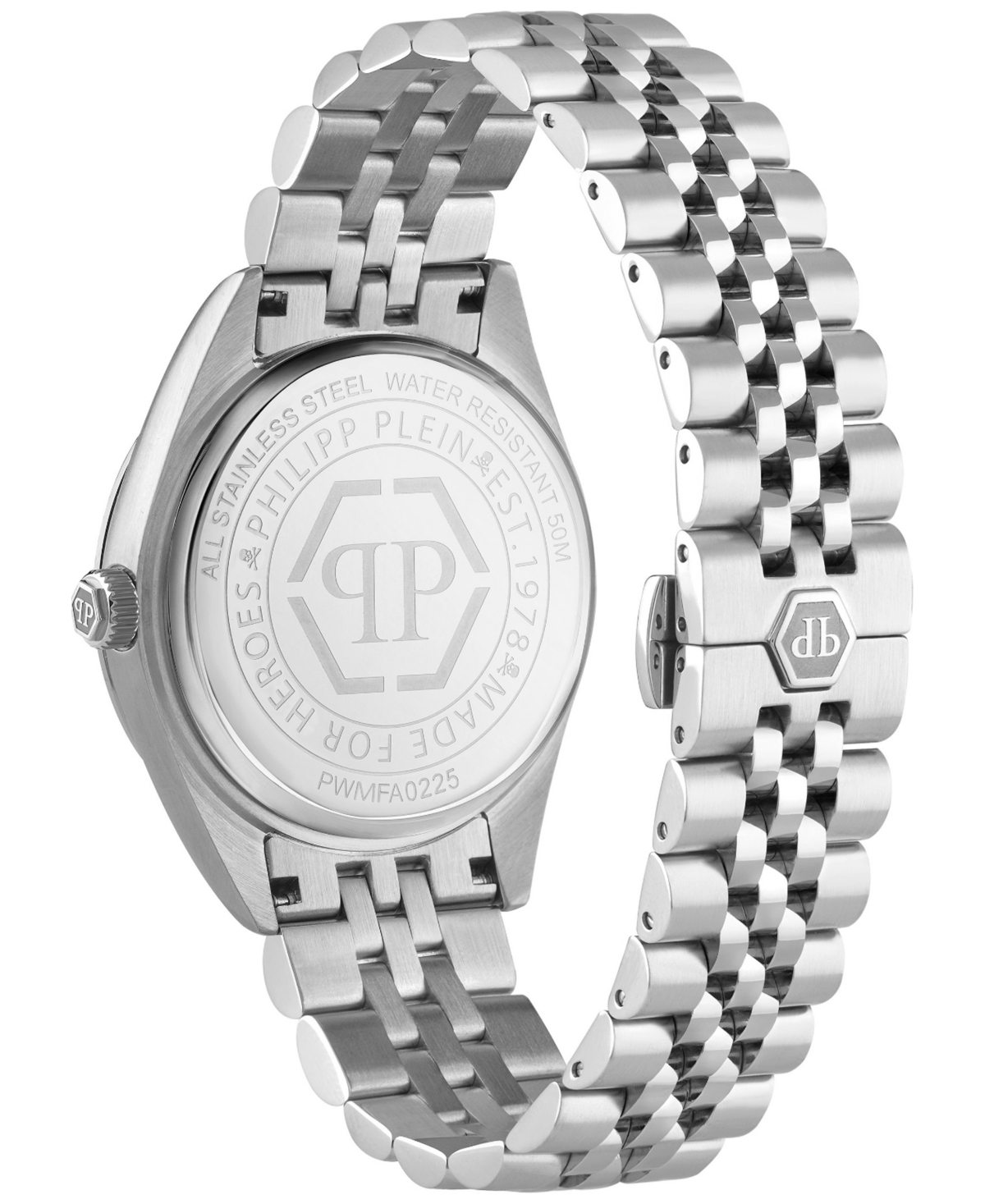 Philipp Plein Date Superlative Crystal Watch In Stainless Steel
