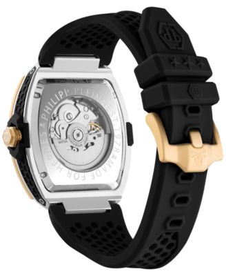 Men's Automatic The Skeleton 2.0 Black Silicone Strap Watch 44mm