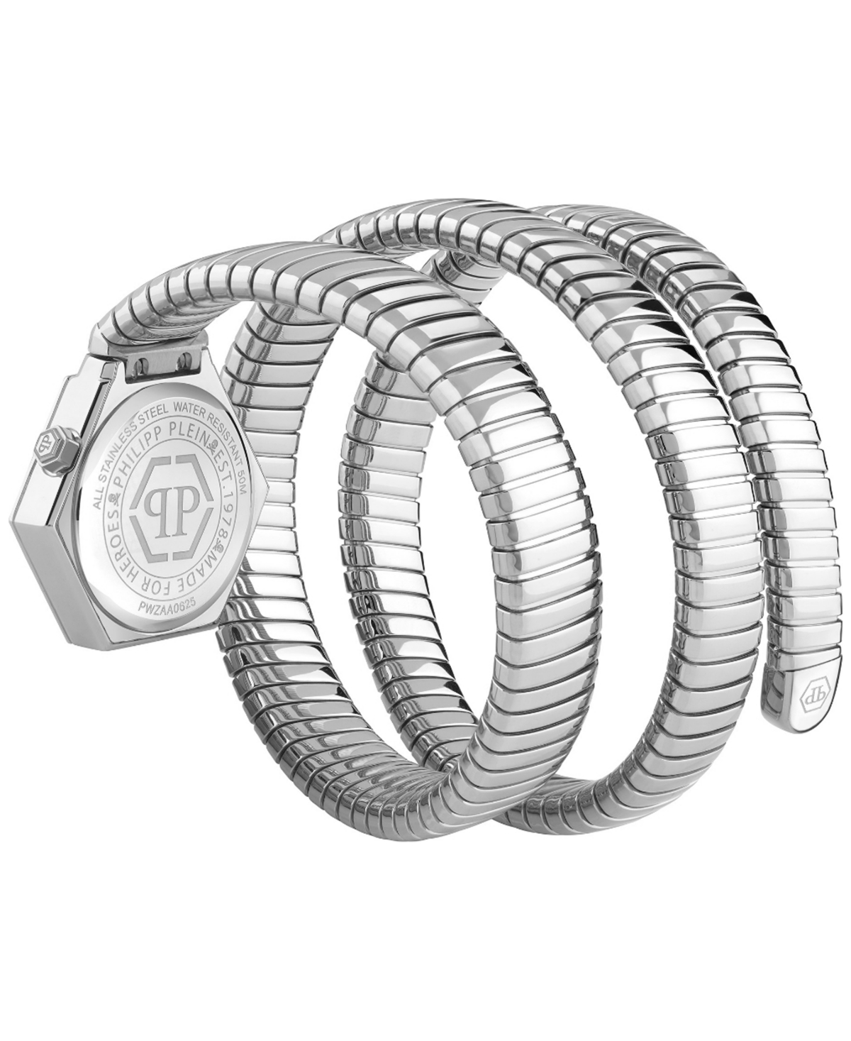 Philipp Plein Snake Hexagon 28mm In Stainless Steel