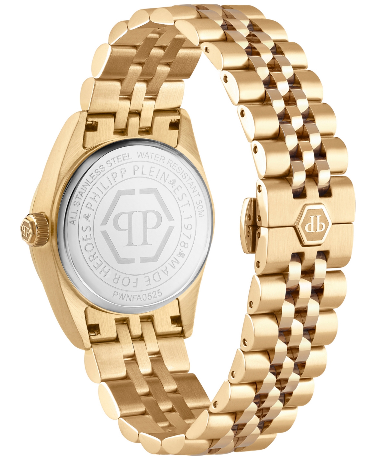 Philipp Plein Date Superlative Crystal Watch In Ip Yellow Gold