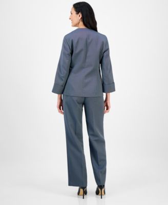 Women's Collarless Wide-Leg Pantsuit Set, Regular & Petite 