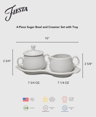 Linen Sugar Bowl & Creamer Set w/ Tray