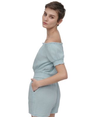 Women's Cotton Gauze Off-The-Shoulder Top