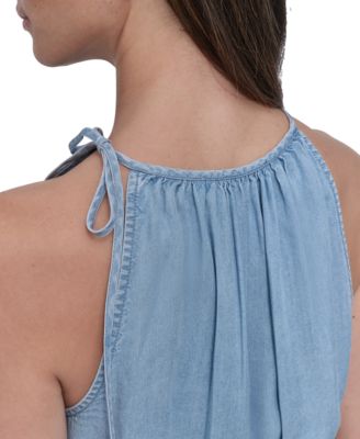 Women's Smocked-Waist Sleeveless Crop Top