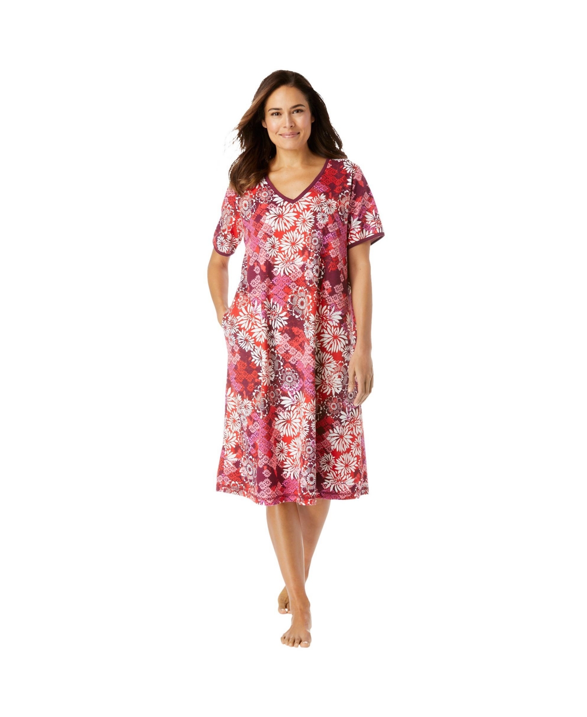 Plus Size Short T-Shirt Lounger - Black multi floral