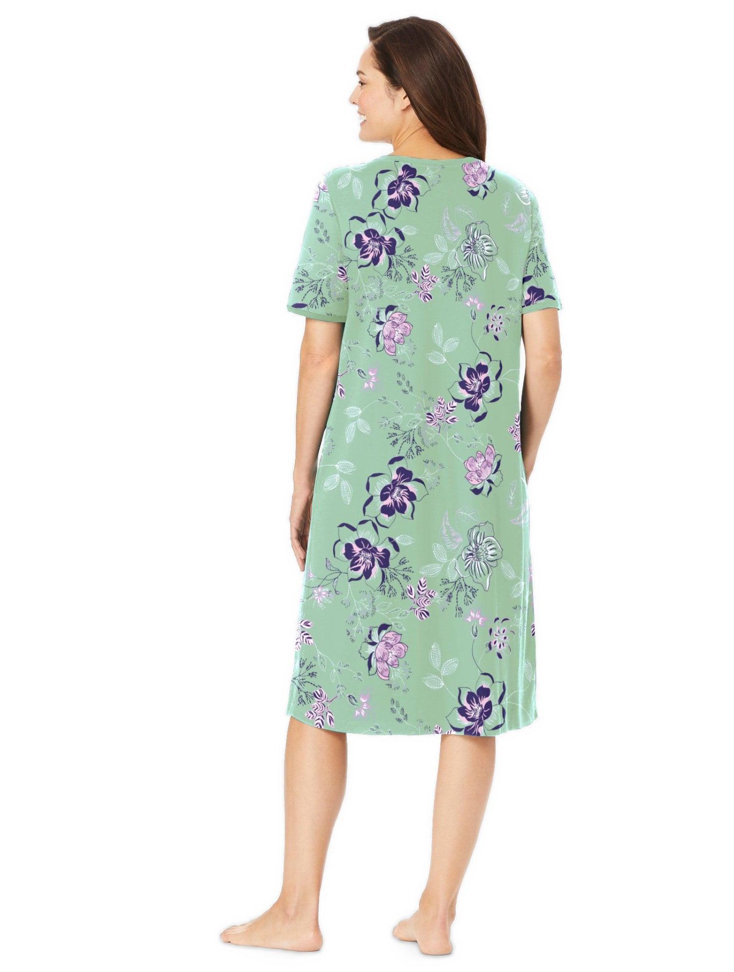 Women's Dreams and Co. V-Neck Short Sleeve Short T-Shirt Lounger