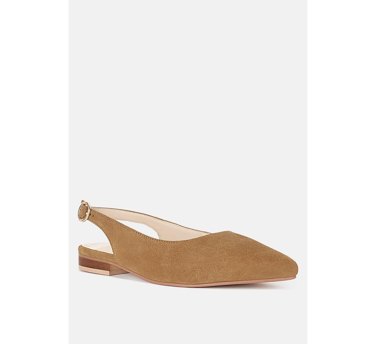 Hocane Real Suede Leather Slingback Sandals - Tan