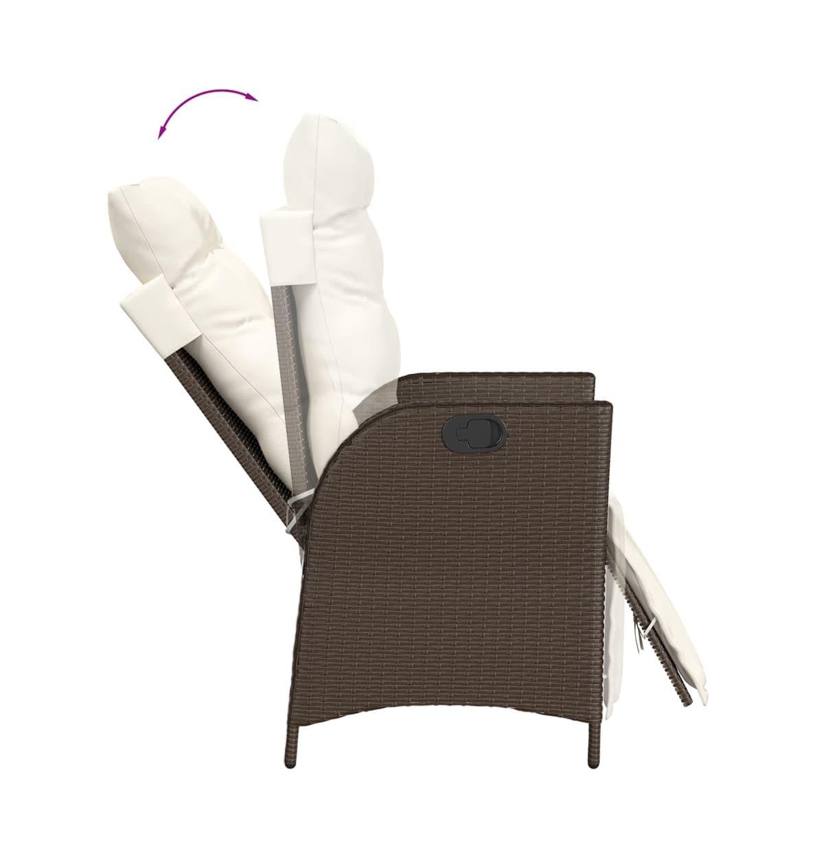 Reclining Patio Chair with Footrest Brown Poly Rattan