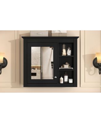 Wall-Mounted Medicine Cabinet with Mirror and Shelves (30" x 28")