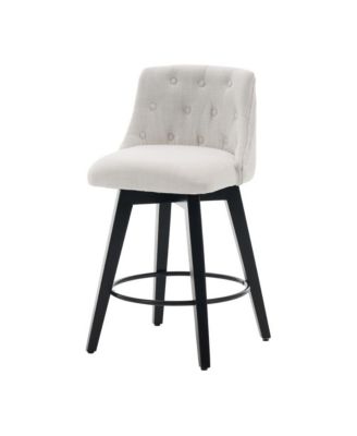  Set of 2  Linen Upholstered, Tufted Back  25" Swivel   Counter Height Stools