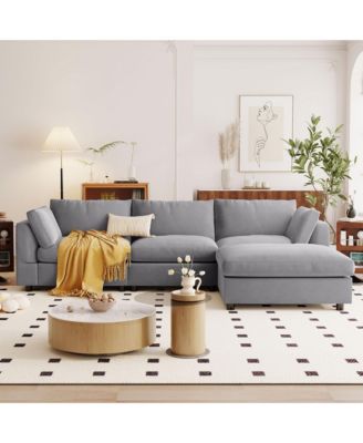 Upholstery Convertible Sectional Sofa, L Shaped Couch with Reversible Chaise