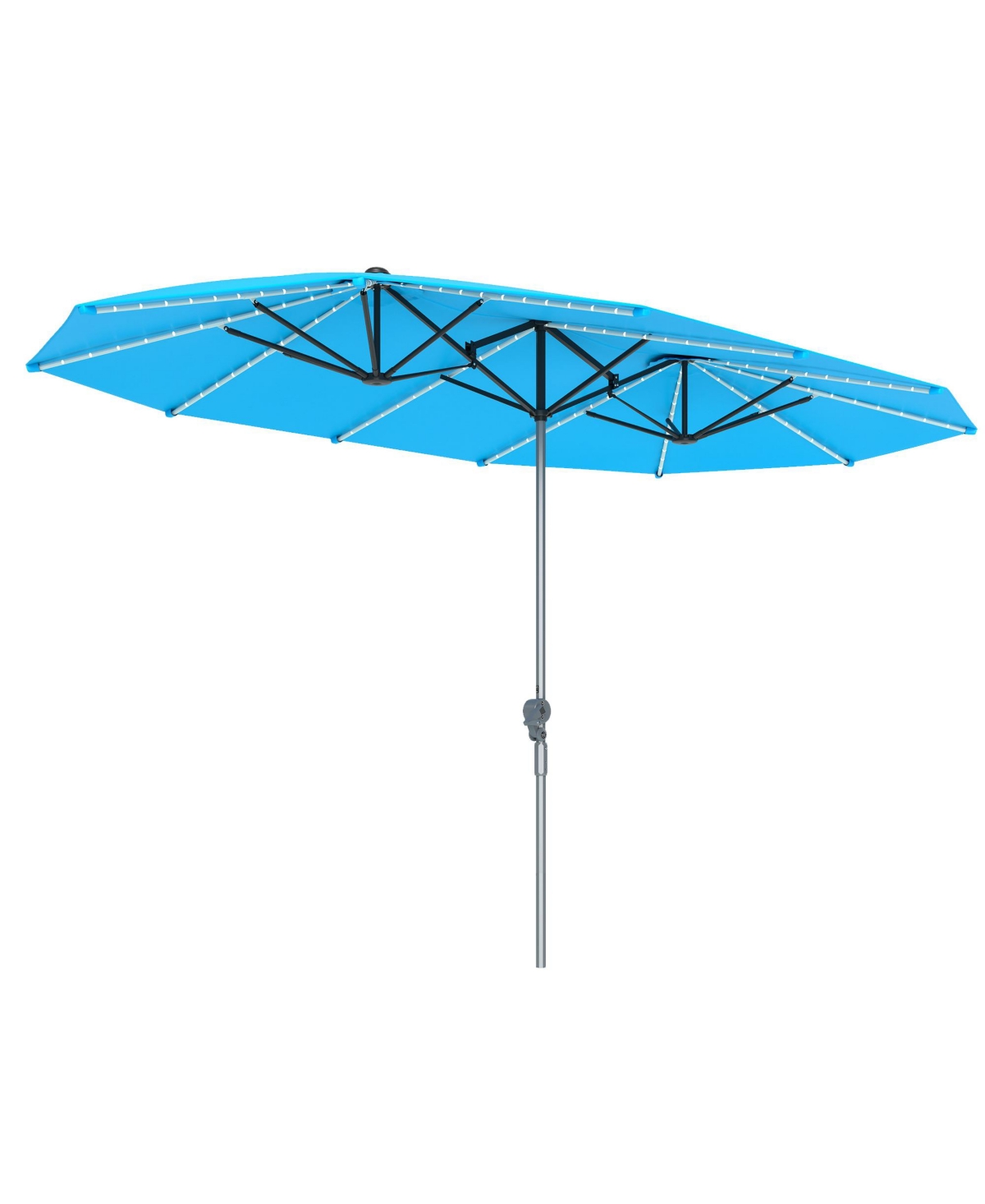 15ft Patio Umbrella Solar Lights UPF50+ Outdoor Umbrella - Dark gray