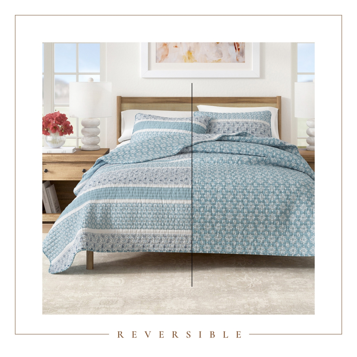 Linery & Co. Stripe Paisley Microfiber Quilt Set With Shams