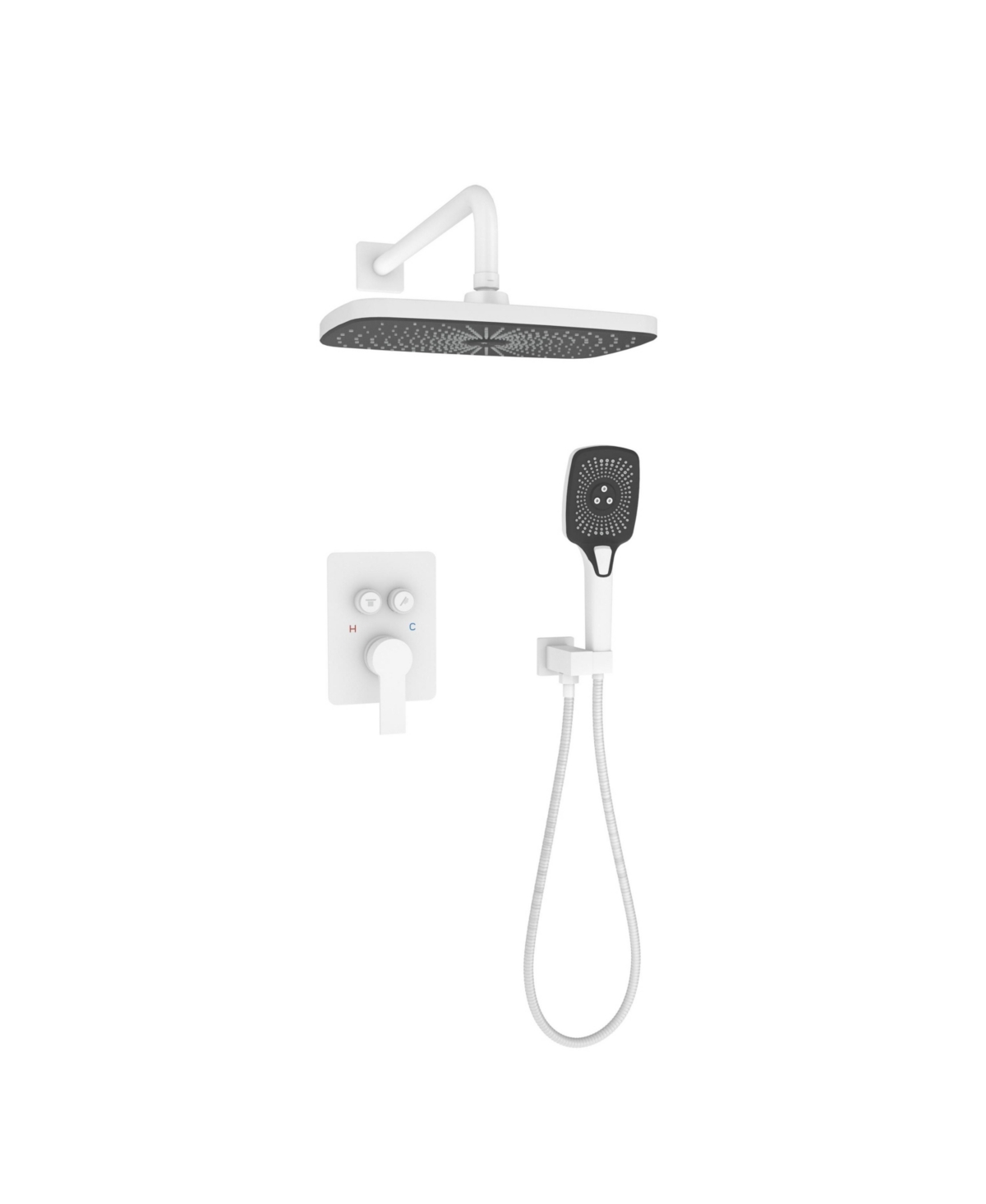 Pressure-balanced Valve Included All-In-One Kit with Rough In-Valve Thermostatic Shower System - Matte white