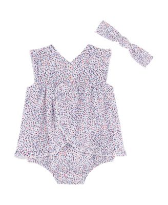 Baby Girls 2-Piece Printed Pique Sunsuit Headband Set
