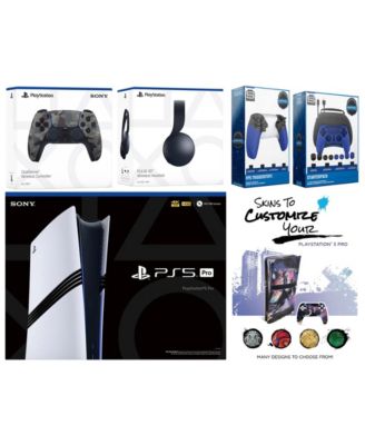 Playstation 5 Pro Bundle with Pulse Headset, Extra Controller, Pro Gamer Kit, Trigger Kit and MightySkins Decal Voucher Plus 1 Year CPS Extended Warranty