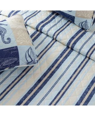 Seashell Patchwork Microfiber Quilt Set With Shams