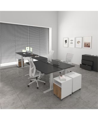 E7-COMMERCIAL 72  W Electric Adjustable Standing Desk, Rectangular Chipboard Top, White Base