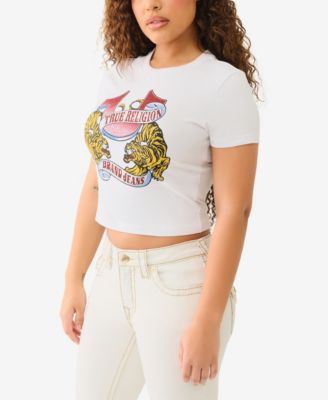Women's SS Crystal Tiger Baby Crewneck T-Shirt