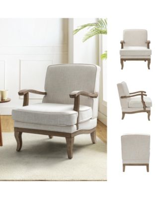 Rinaldo Wooden Upholstered Armchair with Wooden Legs