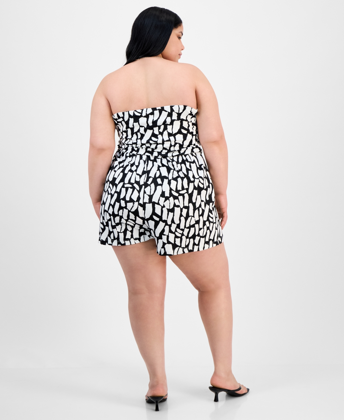 DEREK HEART TRENDY PLUS SIZE STRAPLESS GATHERED-WAIST ROMPER 