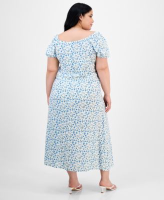 Trendy Plus Size Puffed-Sleeve Dress
