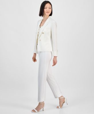 ANNE KLEIN WOMENS OPEN FRONT JACKET BUTTON FRONT TOP ANKLE PANTS 