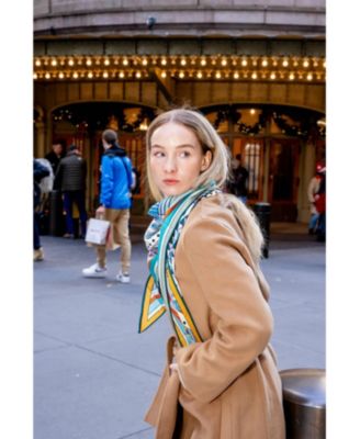 Double Sided Wool Silk Triangle Scarf Of Shapes Reconstruction