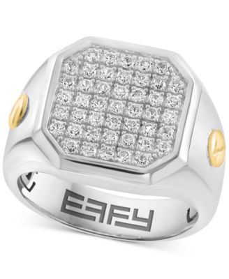 EFFY Collection - Men's Diamond Cluster Ring (1-1/2 ct. t.w.) Ring in Sterling Silver & 14k Gold